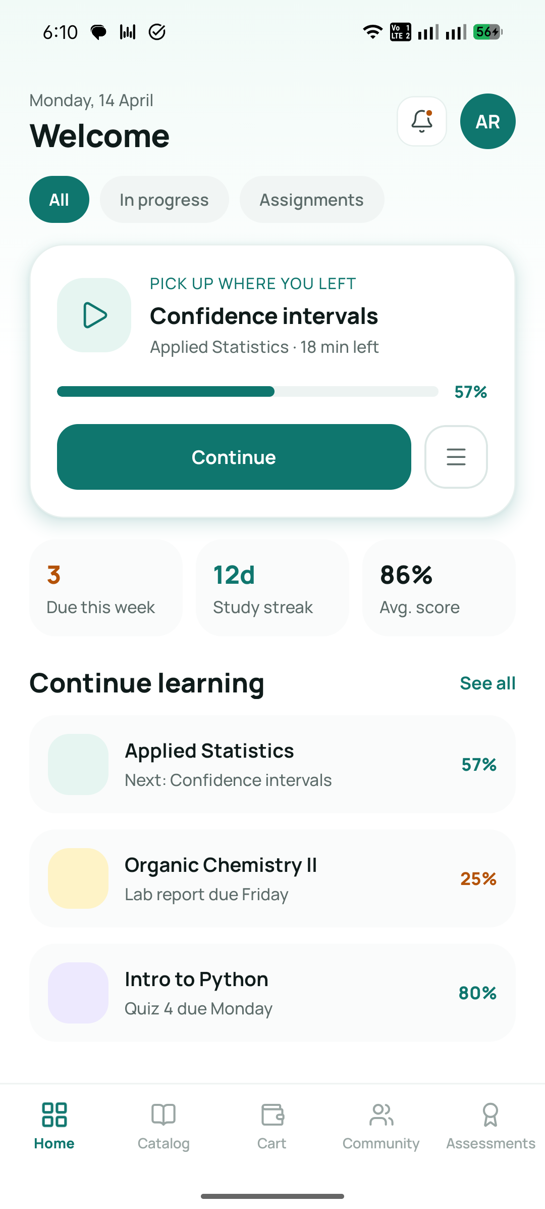 The learner app — content, test series and progress